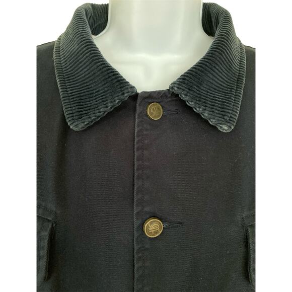Vintage 90s Navy Blue Chore Barn Jacket Coat Flannel Lined M/L - Picture 7 of 8